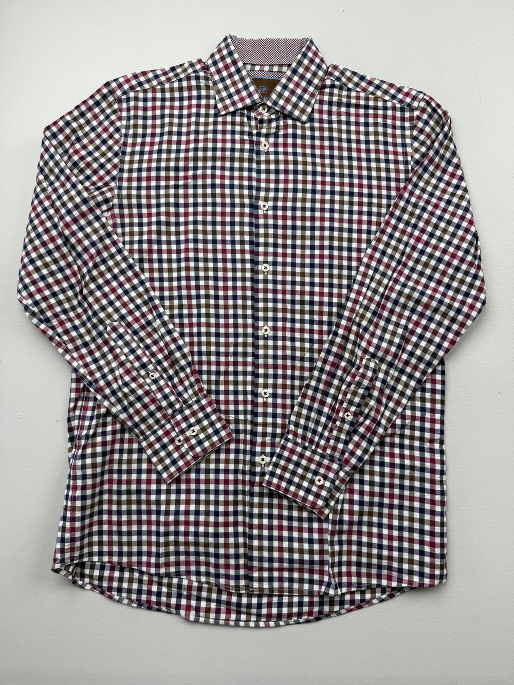 Tattersall Dress Shirt Mens 16 34/35 Multi Color Check Long Sleeve Button Front